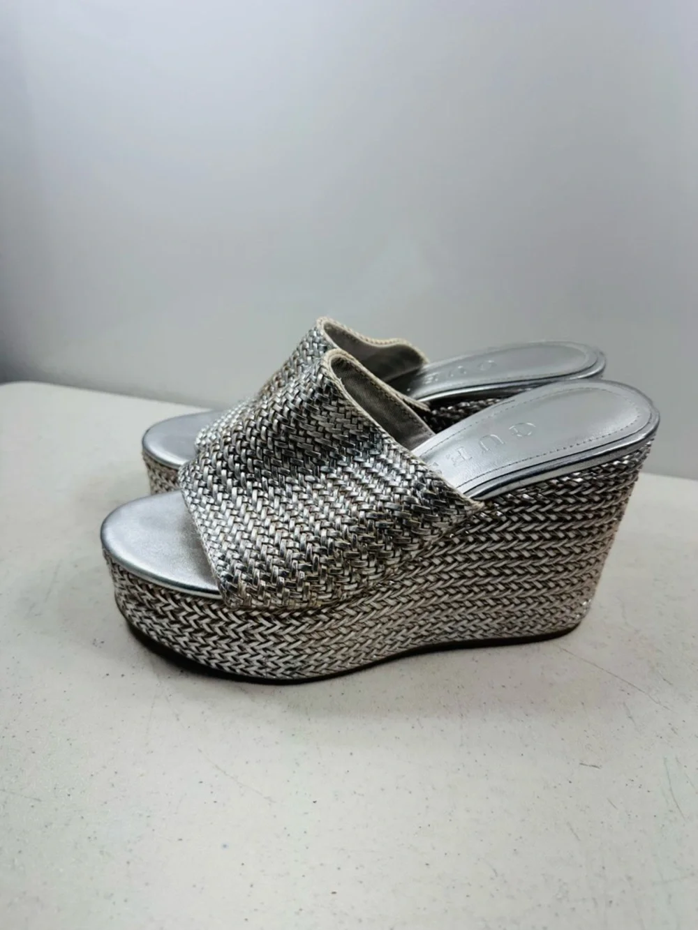 Guess Yenisa Espadrille Platform Wedge Sandal (Women's) - Silver - Sz 7